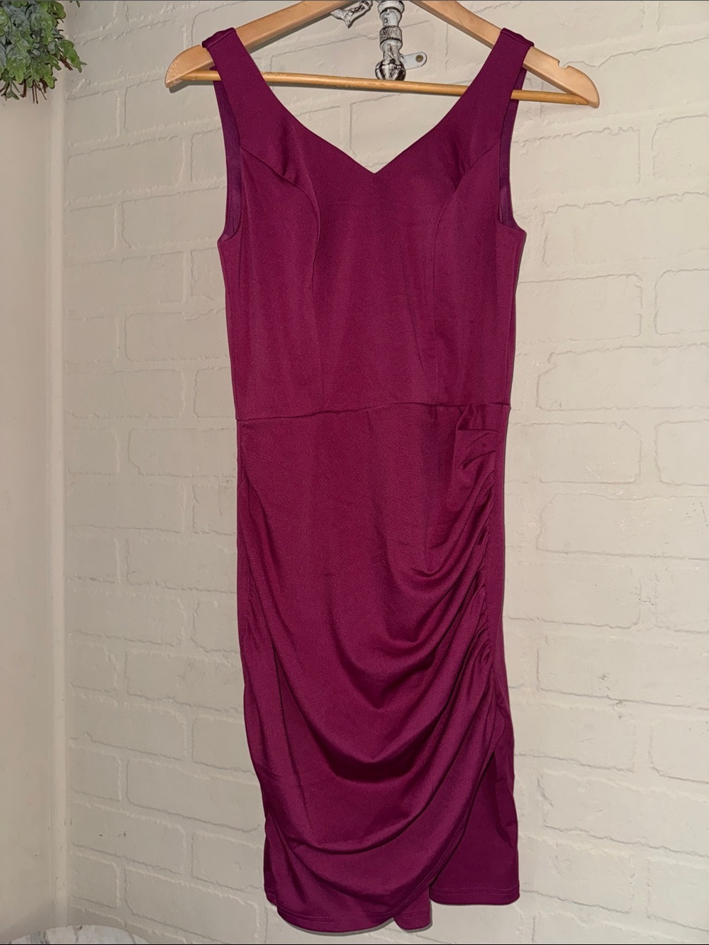 Grace Karin dress Sleeveless Ruched Sheath pink fuchsia berry small NEW